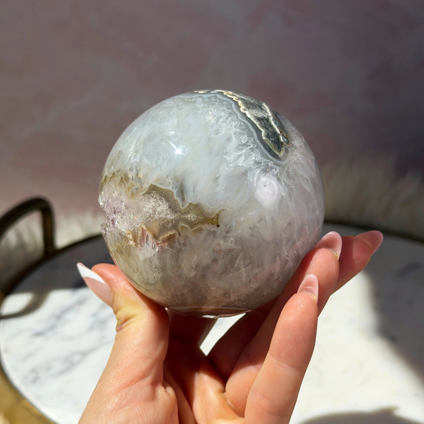 Rainbow Amethyst Sphere with Sugar Druzy (1.4 lbs)