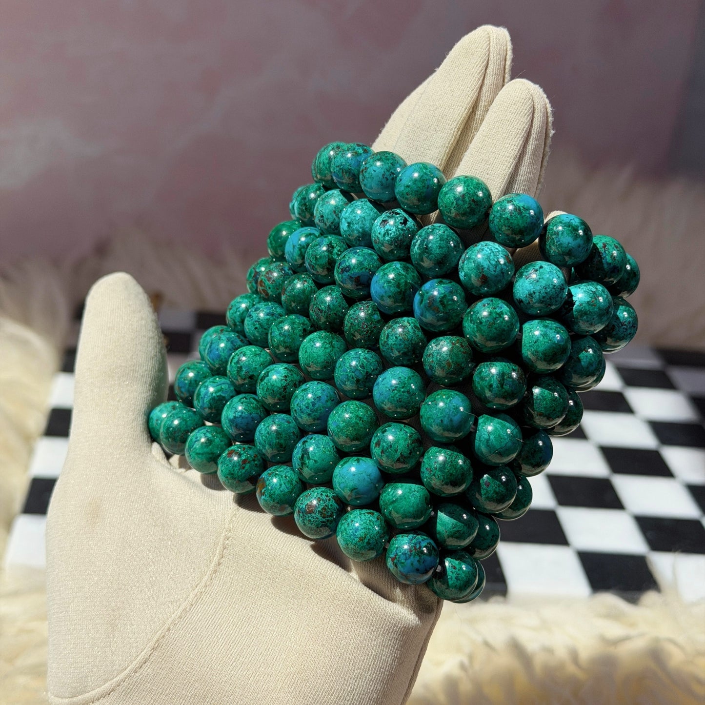 Red Vein Chrysocolla Beaded Bracelet (Bead size: 10mm)