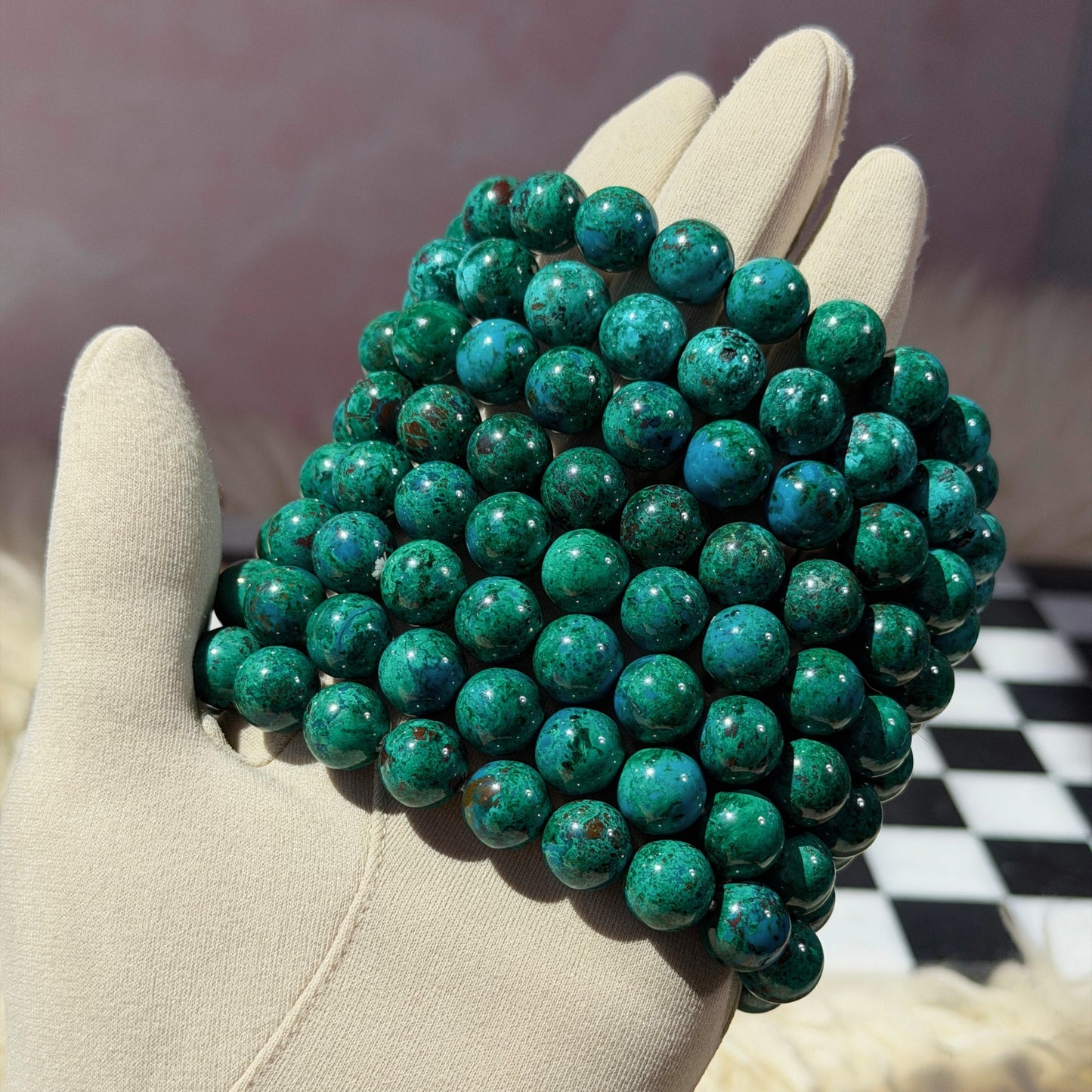 Red Vein Chrysocolla Beaded Bracelet (Bead size: 10mm)