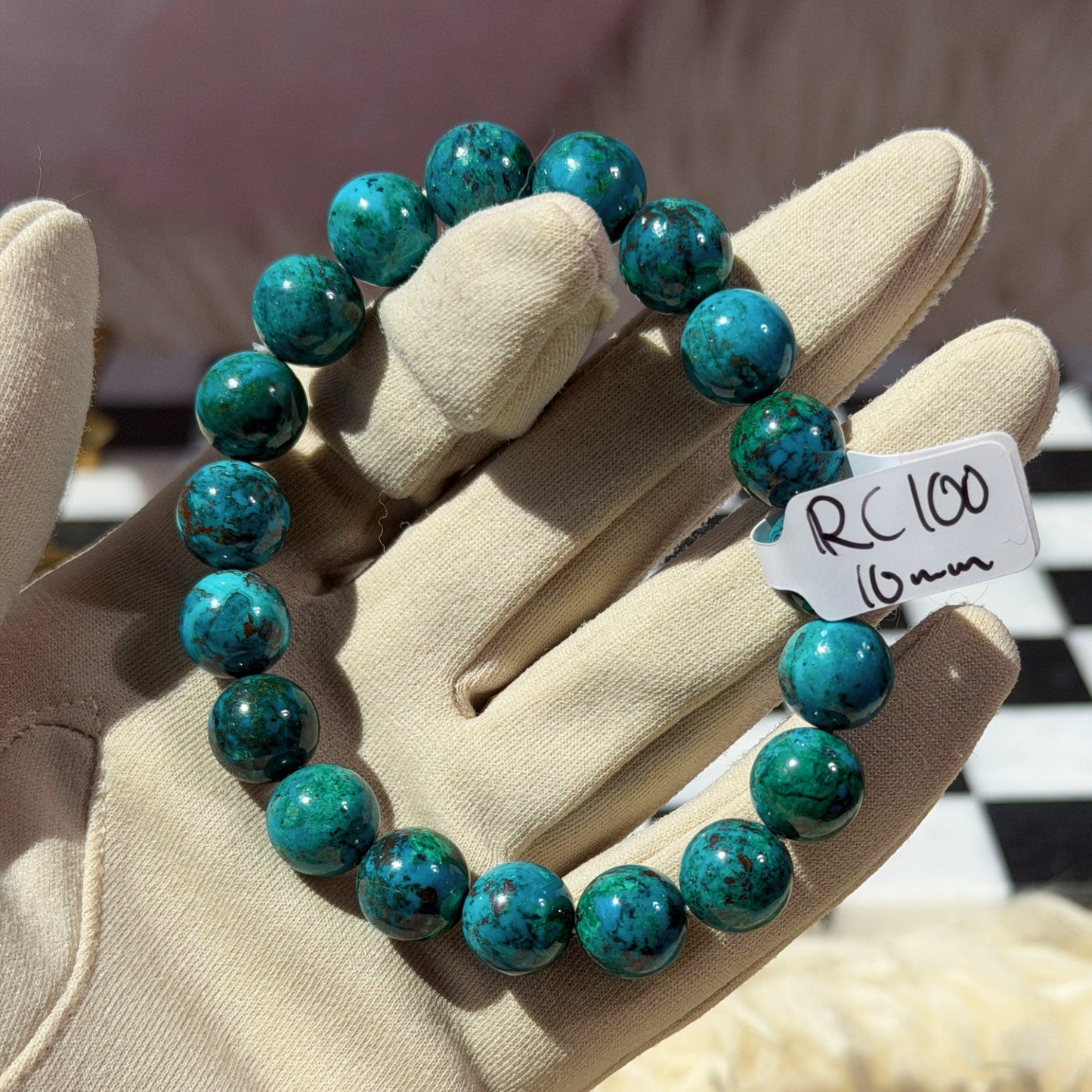 Red Vein Chrysocolla Beaded Bracelet (Bead size: 10mm)