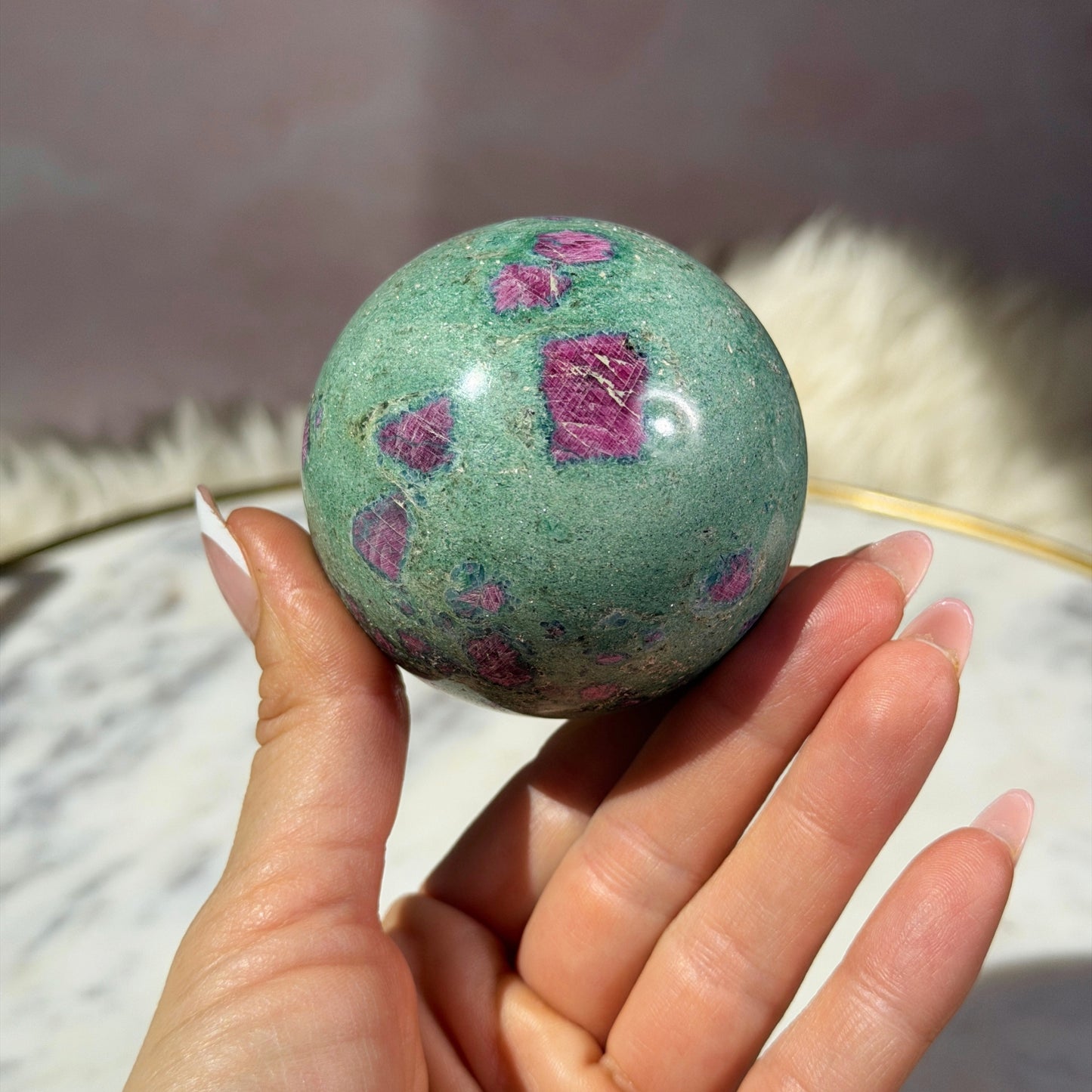 Ruby and Fuchsite Sphere (0.84 lbs)