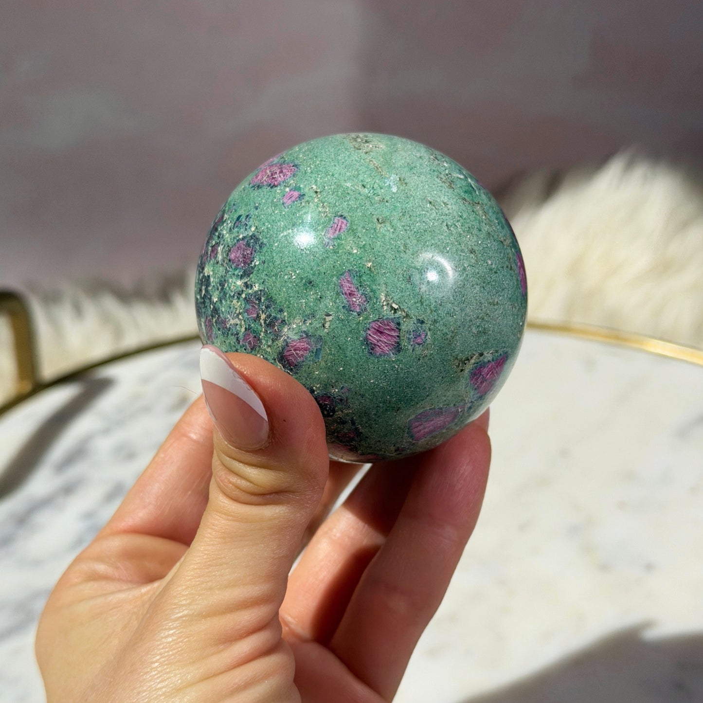 Ruby and Fuchsite Sphere (0.84 lbs)