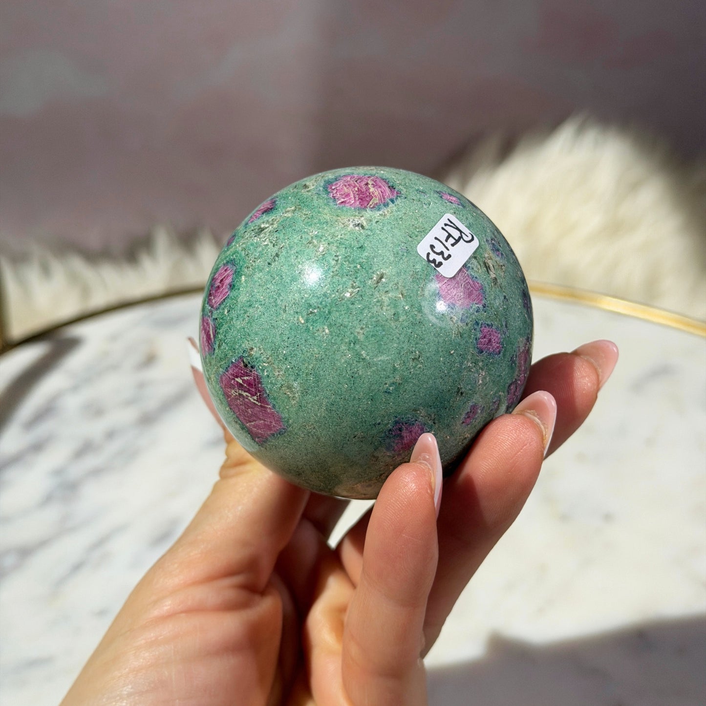 Ruby and Fuchsite Sphere (0.84 lbs)