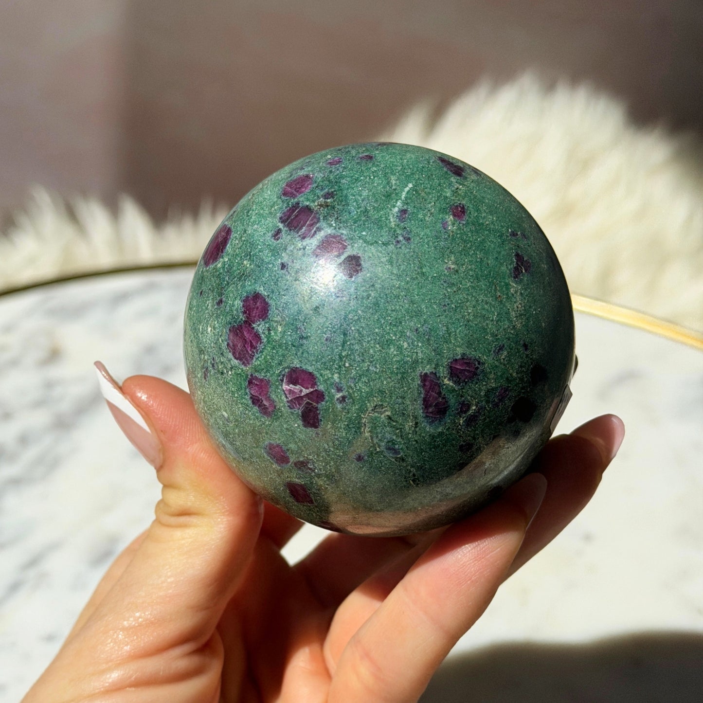 Ruby and Fuchsite Sphere (1.06 lbs)