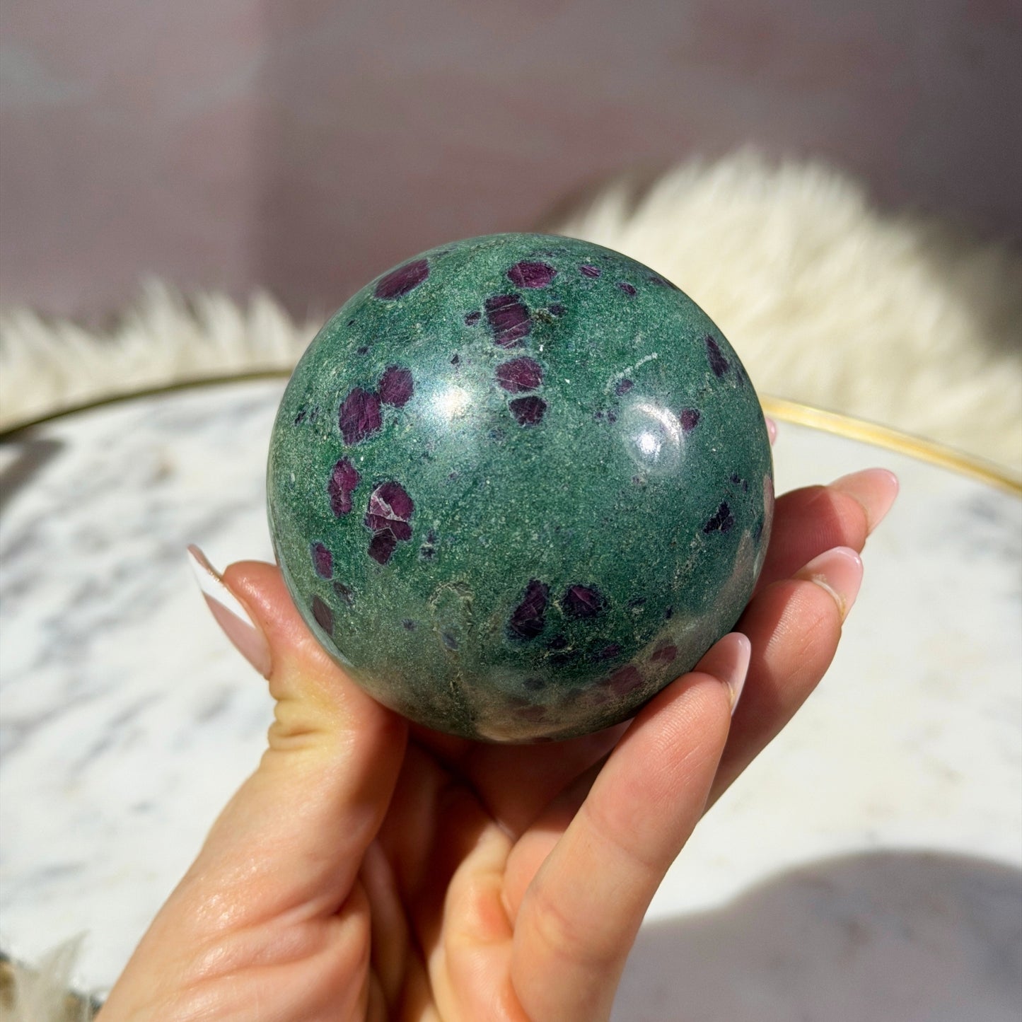 Ruby and Fuchsite Sphere (1.06 lbs)