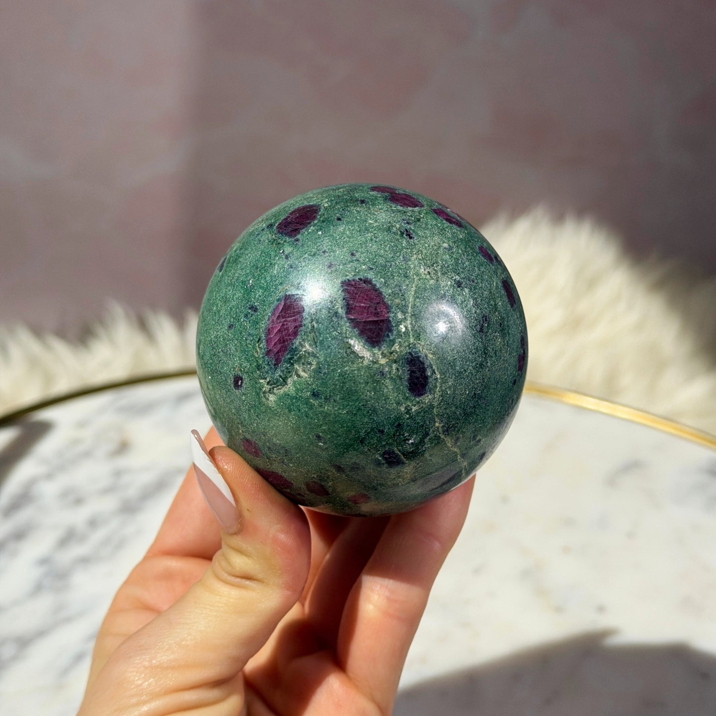 Ruby and Fuchsite Sphere (1.06 lbs)