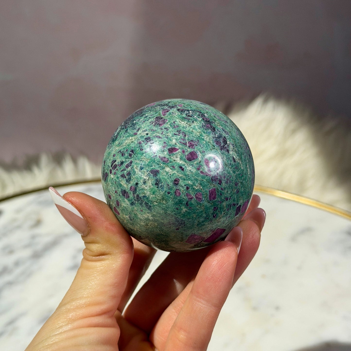 Ruby and Fuchsite Sphere (0.7 lbs)
