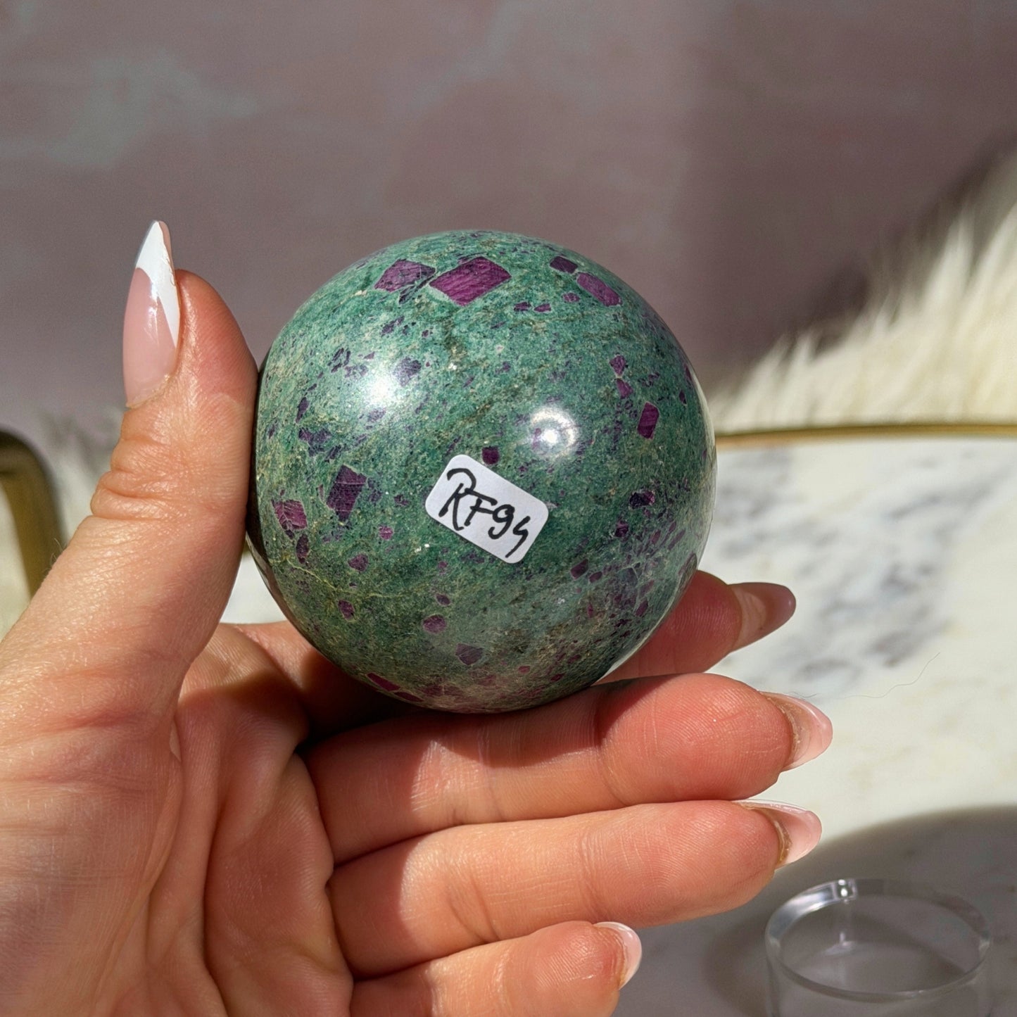 Ruby and Fuchsite Sphere (0.7 lbs)