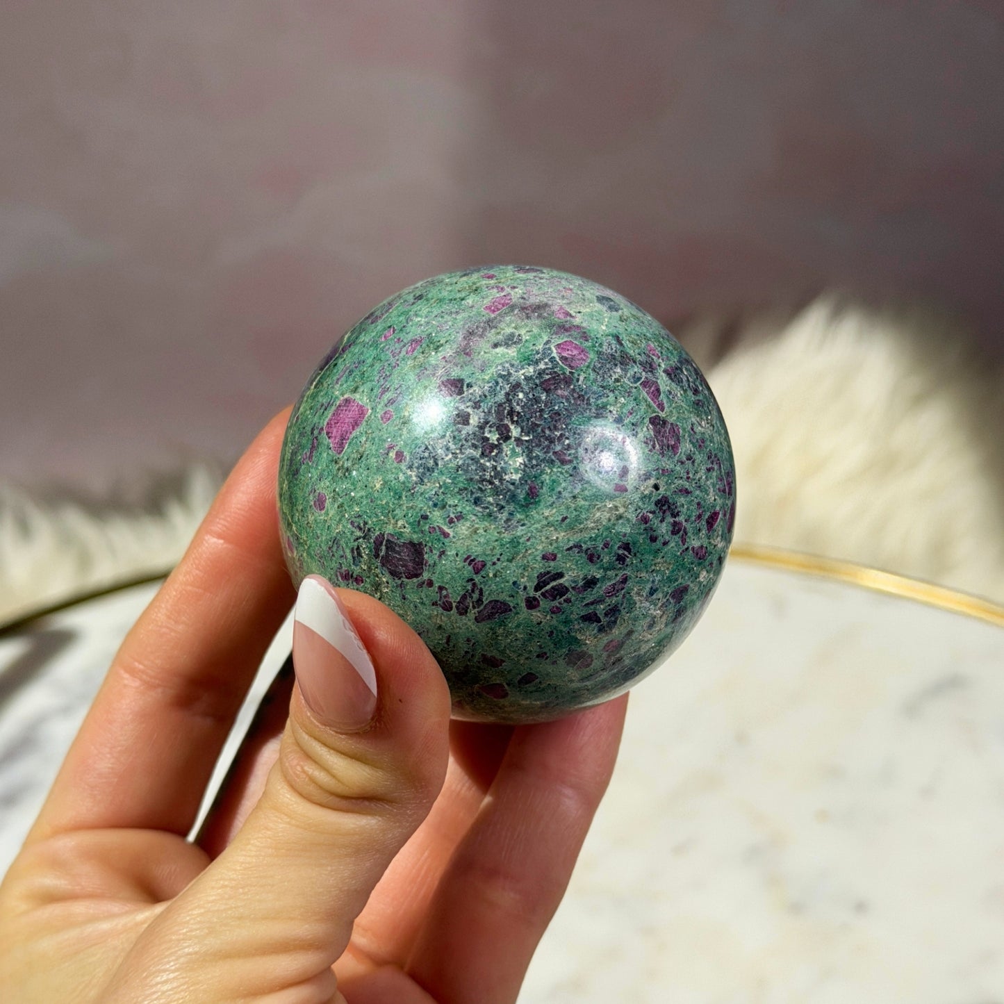 Ruby and Fuchsite Sphere (0.7 lbs)