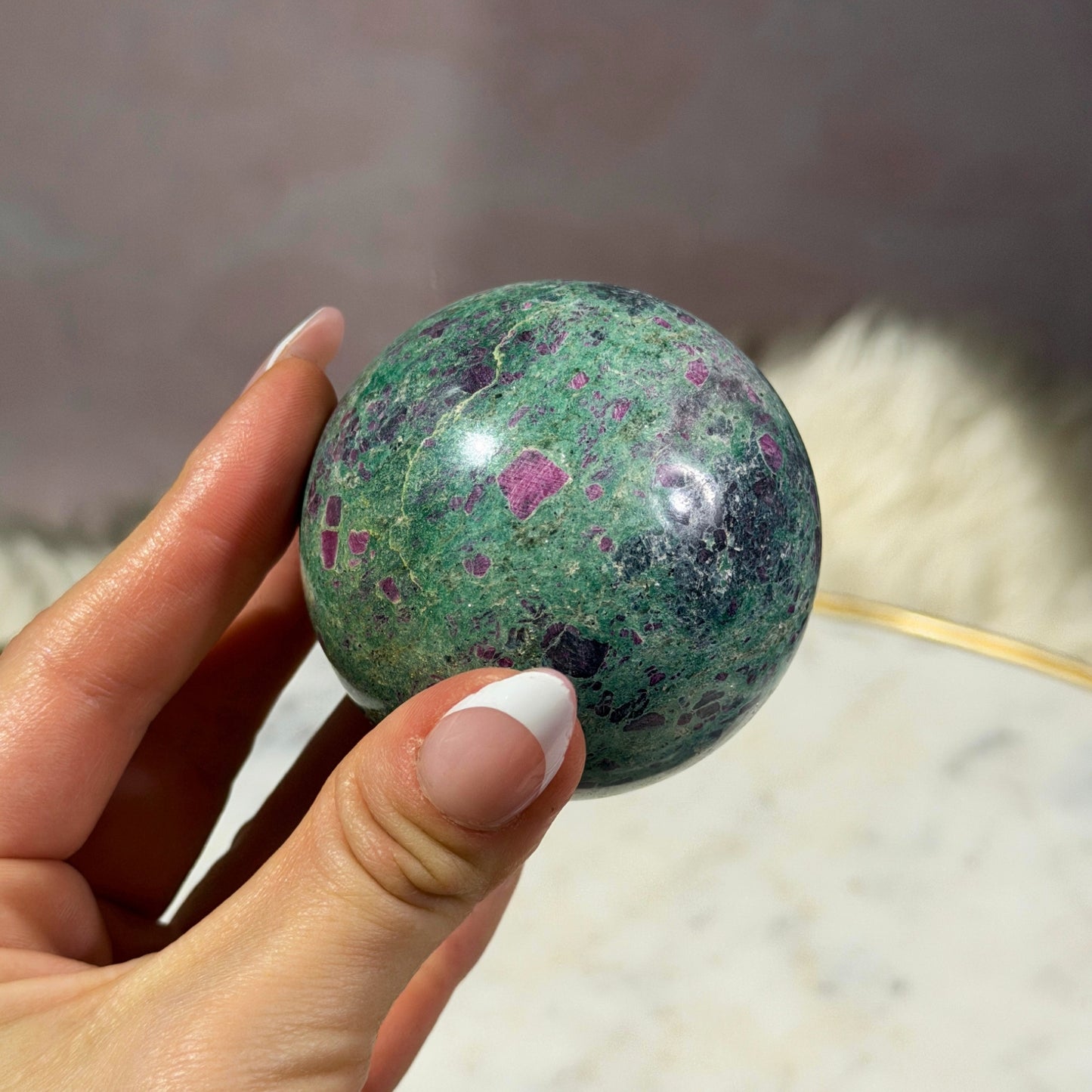 Ruby and Fuchsite Sphere (0.7 lbs)