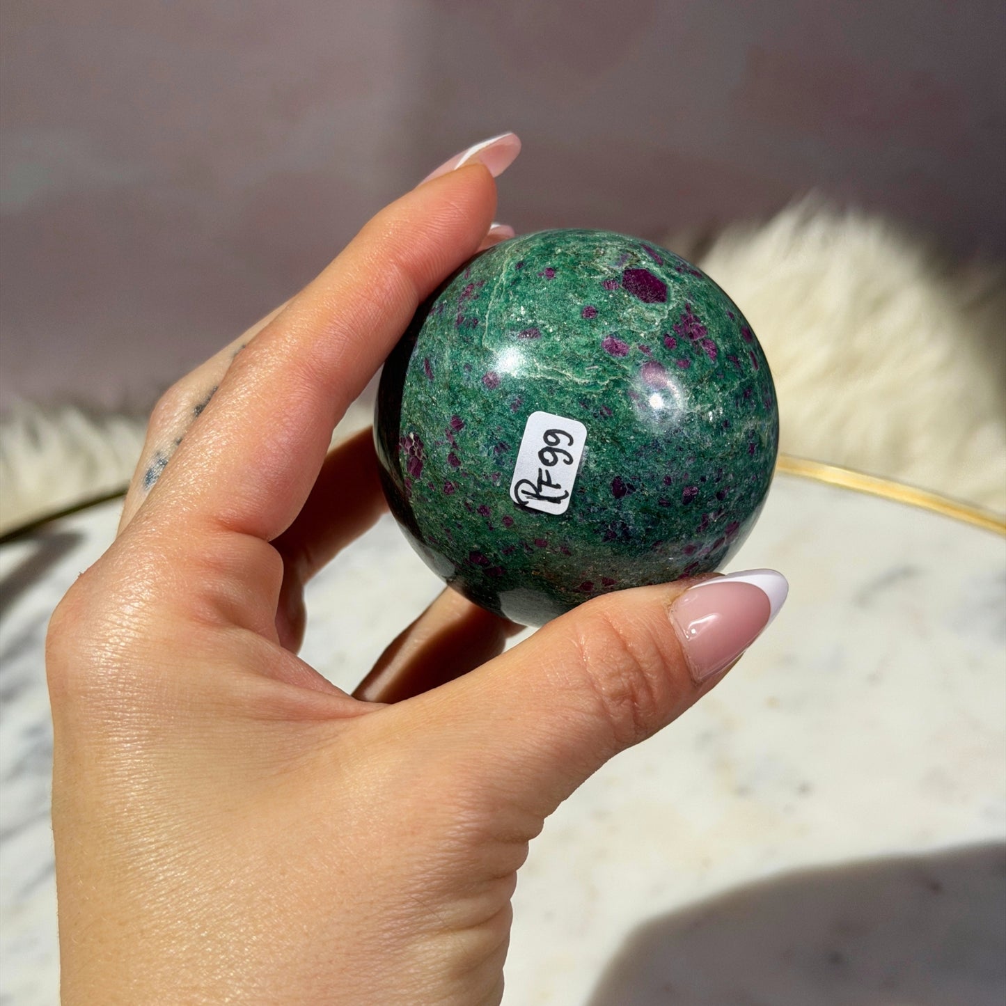 Ruby and Fuchsite Sphere (0.68 lbs)