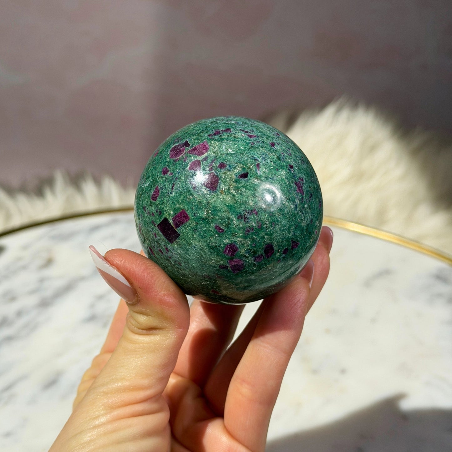 Ruby and Fuchsite Sphere (0.68 lbs)