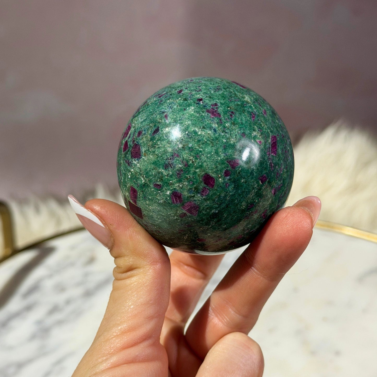 Ruby and Fuchsite Sphere (0.68 lbs)