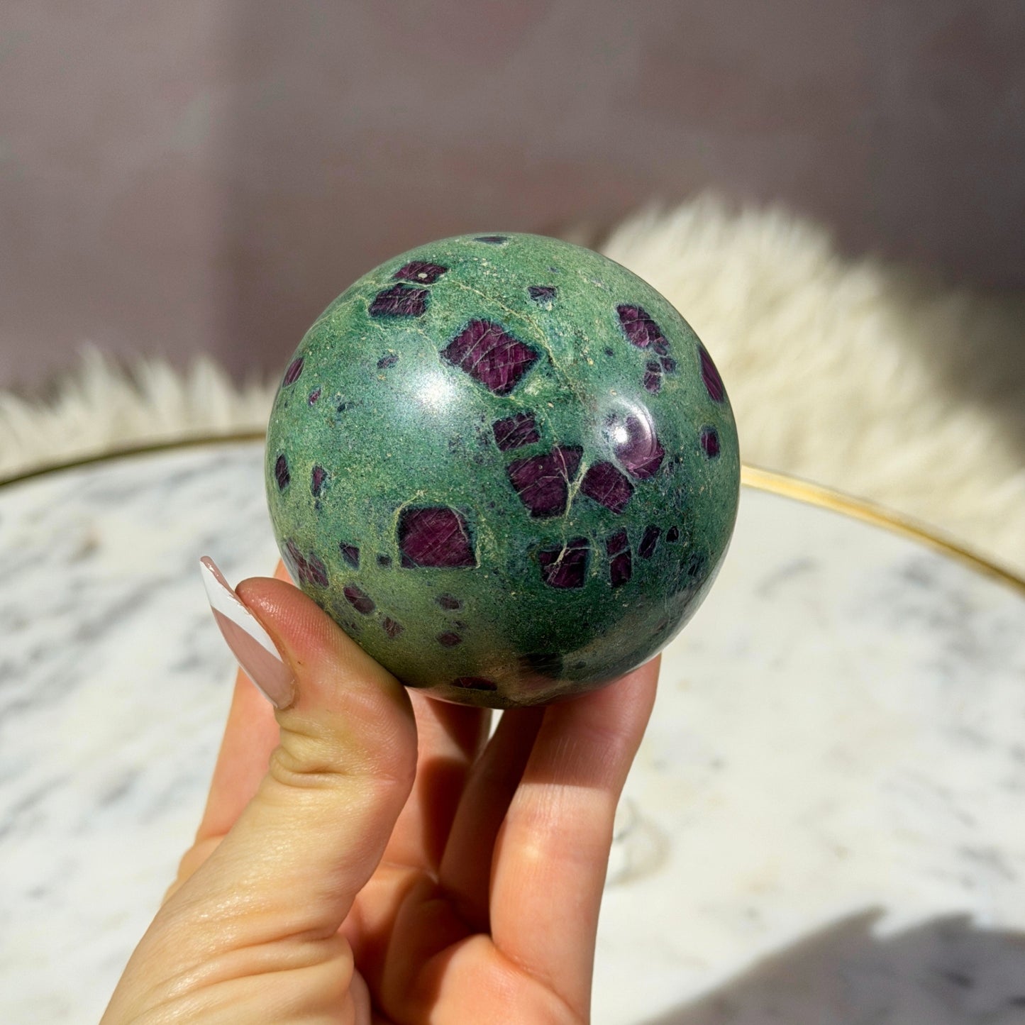 Ruby and Fuchsite Sphere (0.9 lbs)
