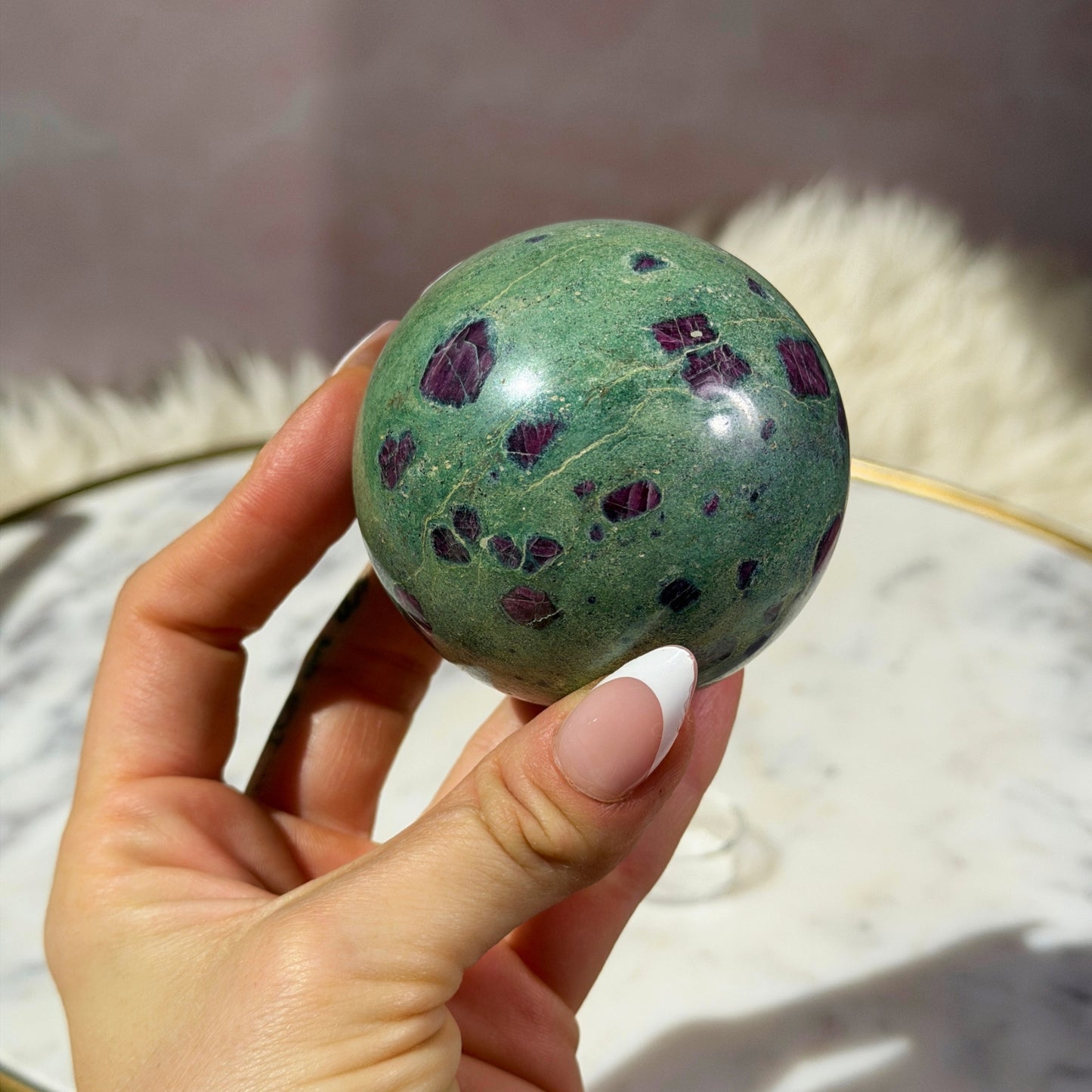 Ruby and Fuchsite Sphere (0.9 lbs)