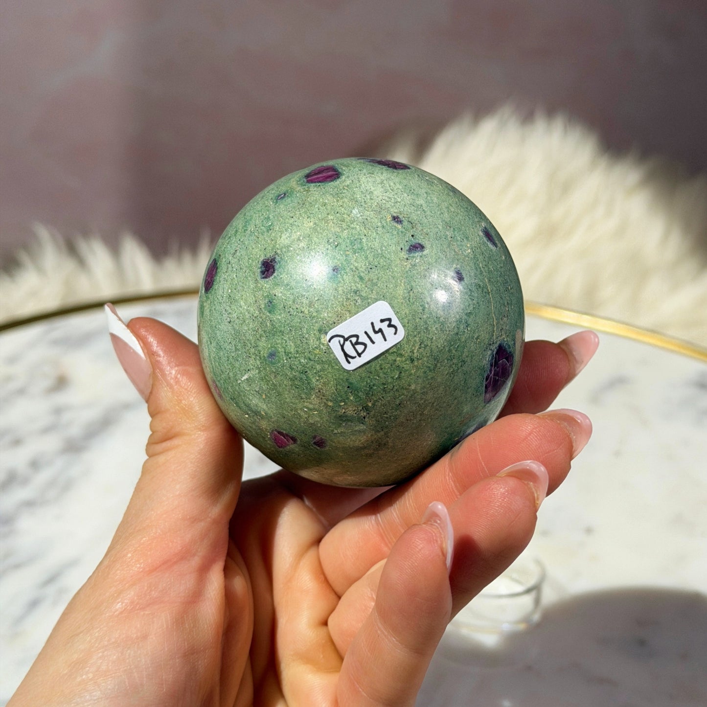 Ruby and Fuchsite Sphere (0.9 lbs)