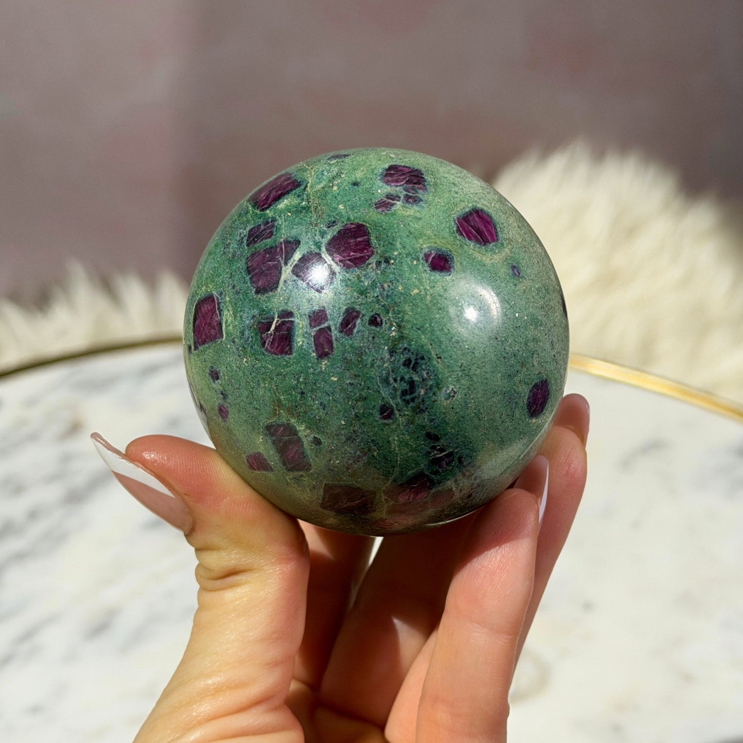 Ruby and Fuchsite Sphere (0.9 lbs)
