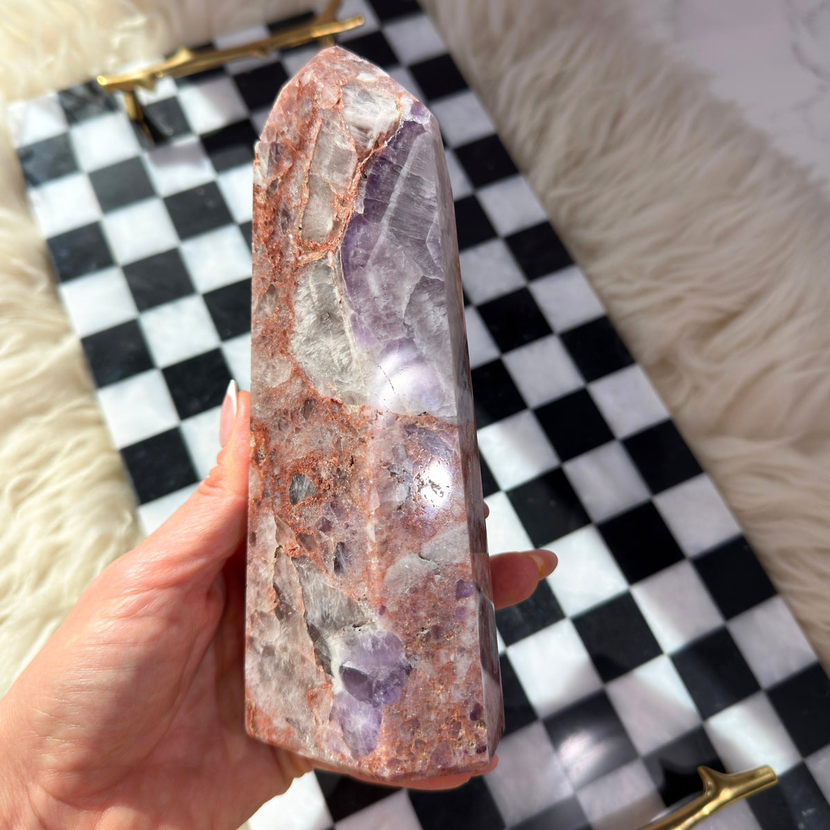 Red Healer Amethyst with Red Hematite 1.85 lb Natural Crystal Specimen