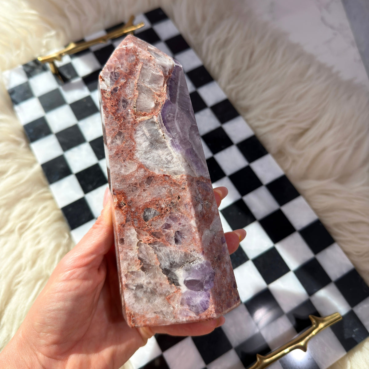 Red Healer Amethyst with Red Hematite 1.85 lb Natural Crystal Specimen