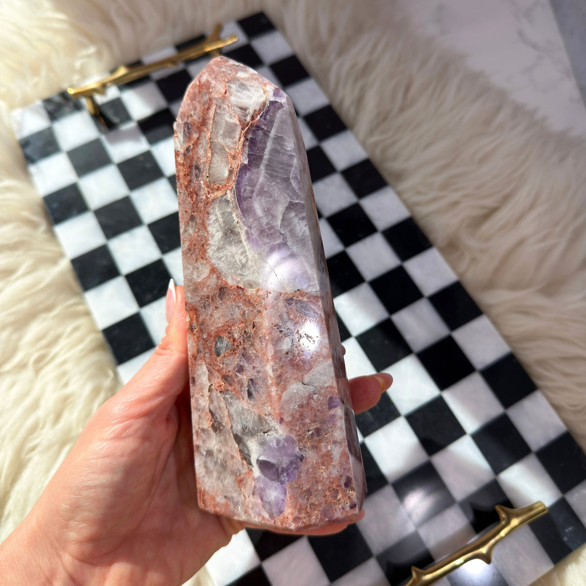 Red Healer Amethyst with Red Hematite 1.85 lb Natural Crystal Specimen