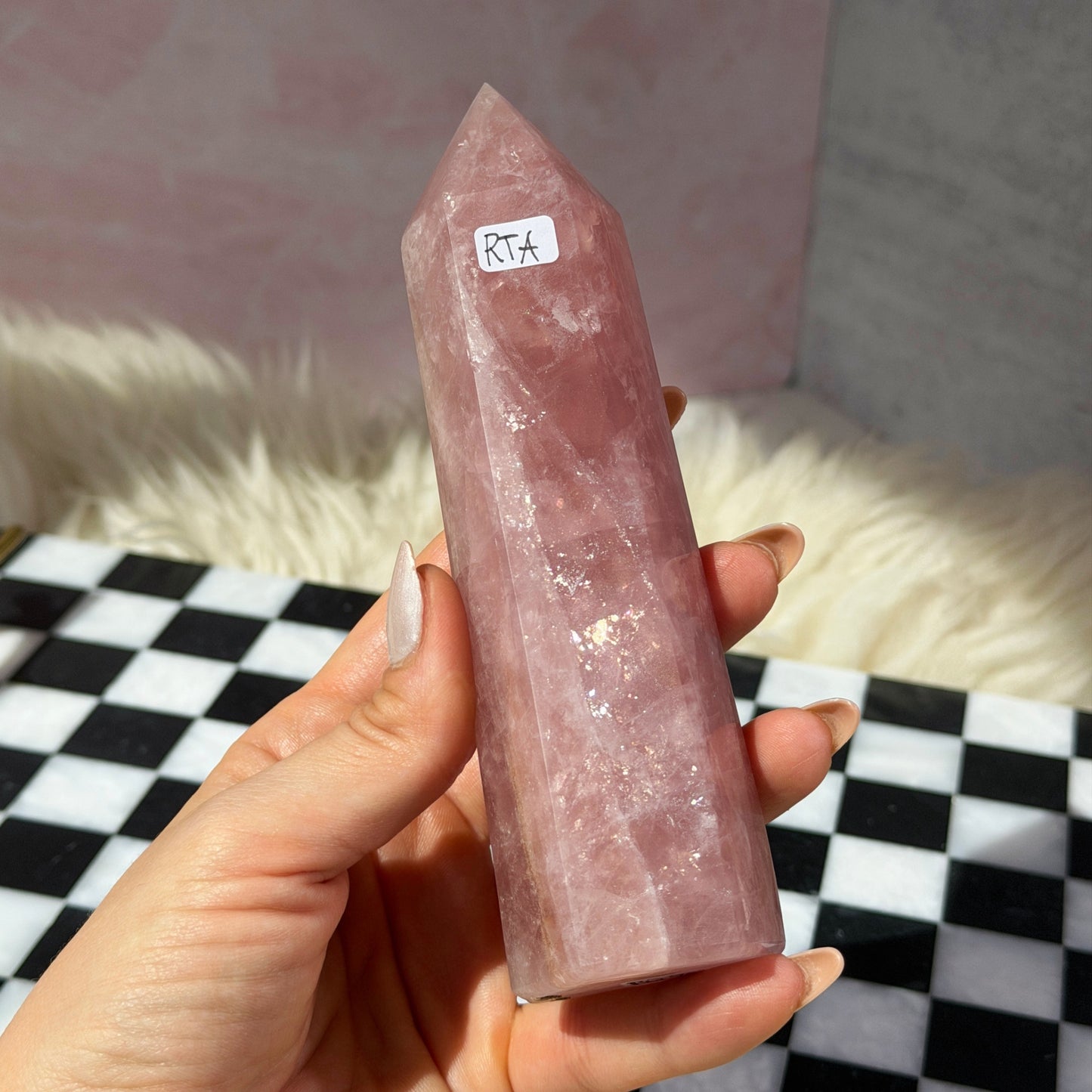 Dark Rose Quartz Tower 0.7lb | Natural Madagascar Crystal Point