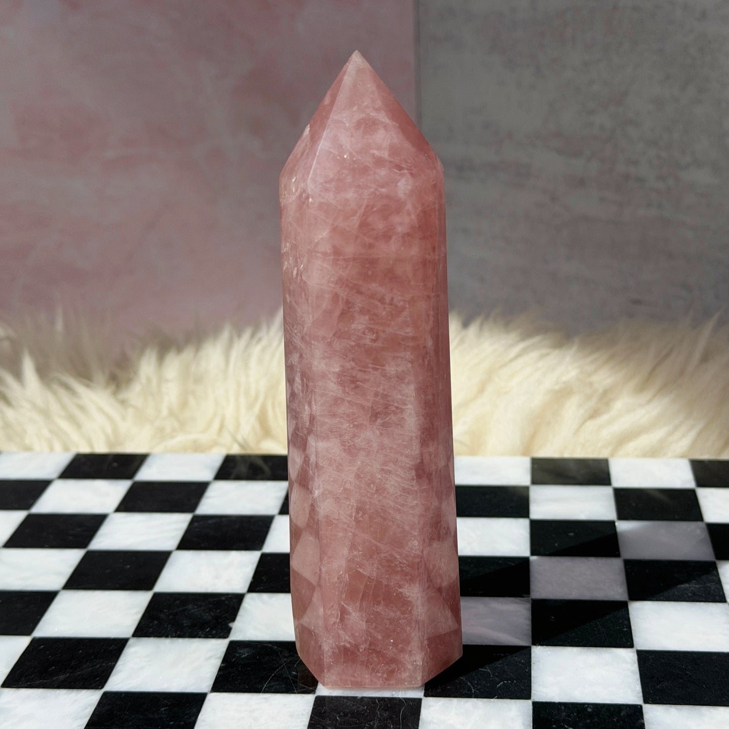 Dark Rose Quartz Tower 0.7lb | Natural Madagascar Crystal Point