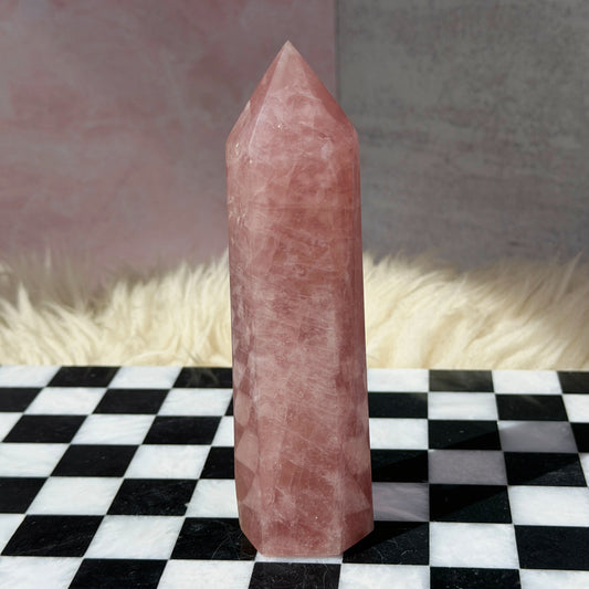 Dark Rose Quartz Tower 0.7lb | Natural Madagascar Crystal Point