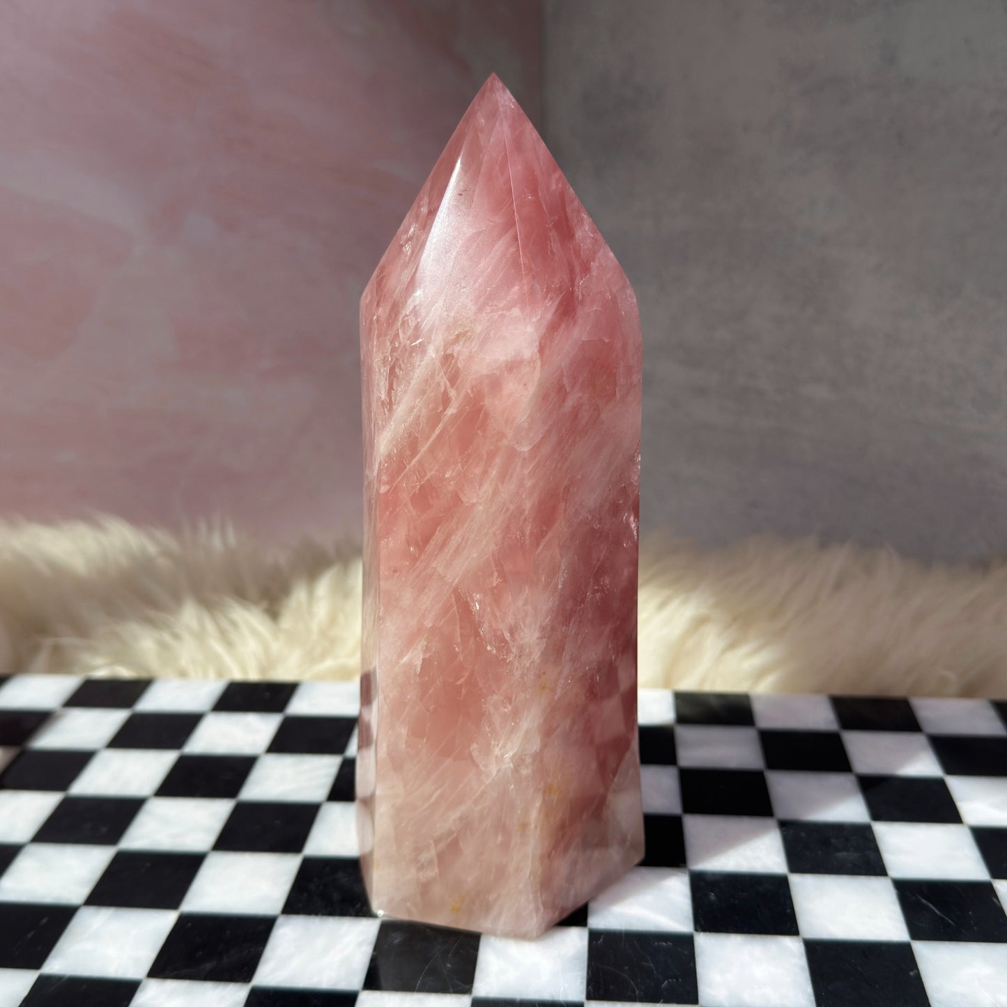 Dark Rose Quartz Tower 3.4lb | Natural Madagascar Crystal Point