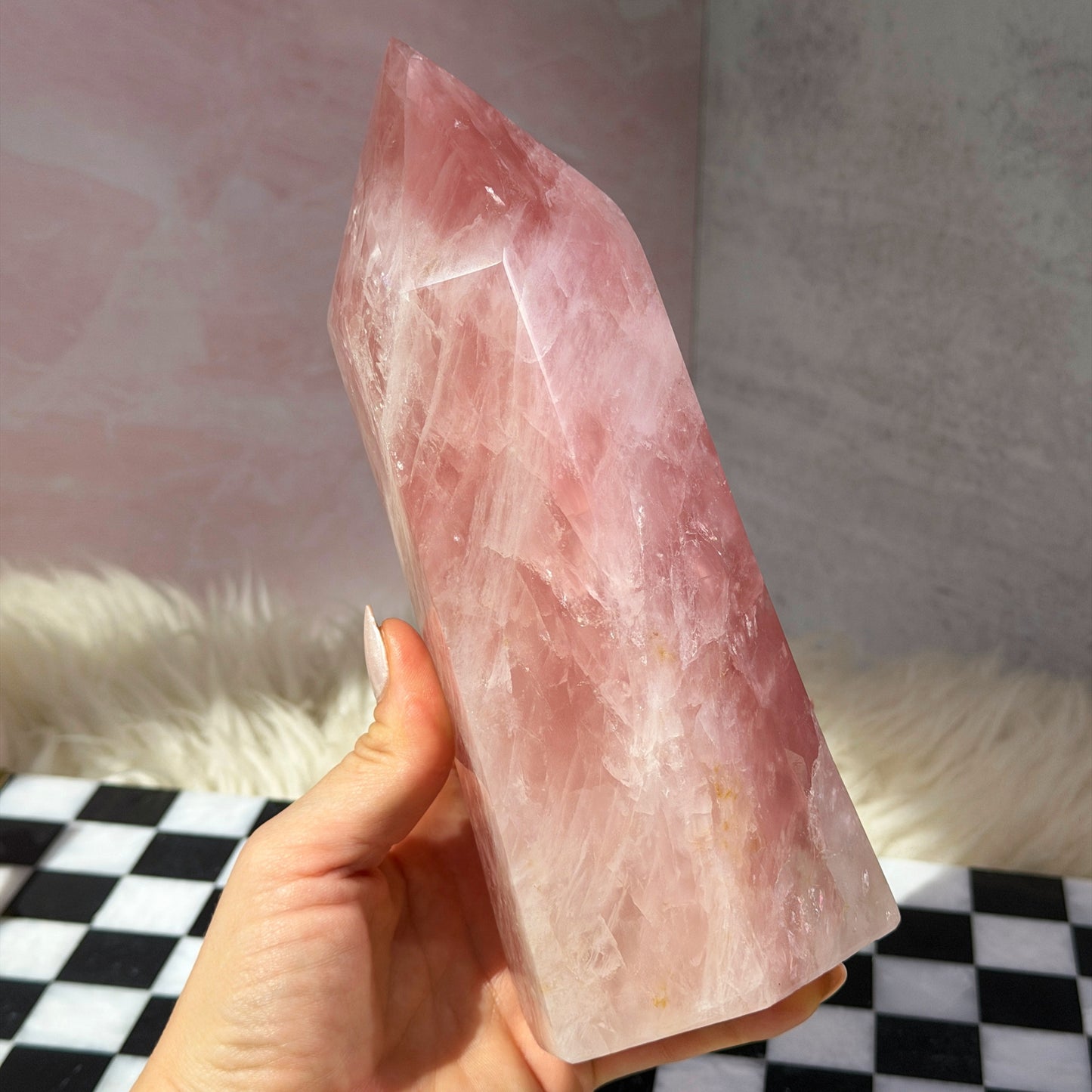 Dark Rose Quartz Tower 3.4lb | Natural Madagascar Crystal Point