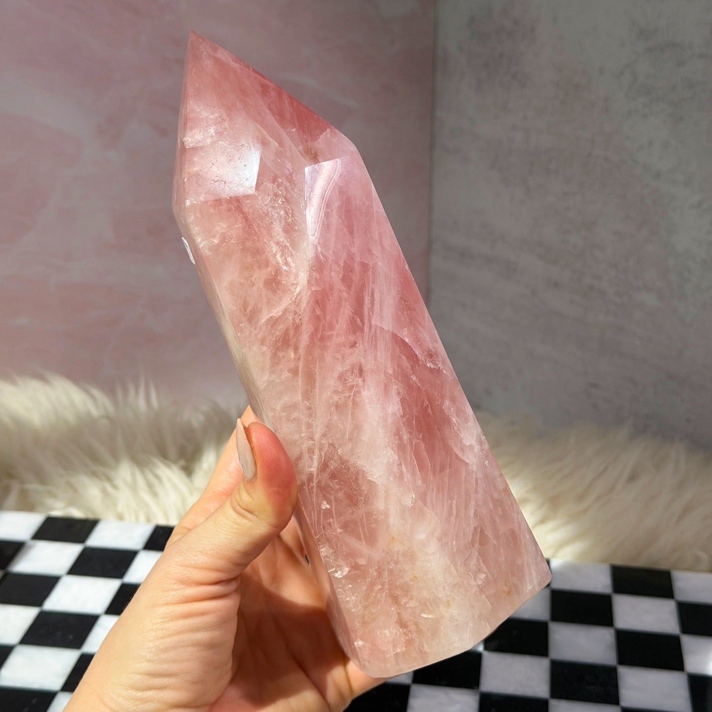 Dark Rose Quartz Tower 3.4lb | Natural Madagascar Crystal Point