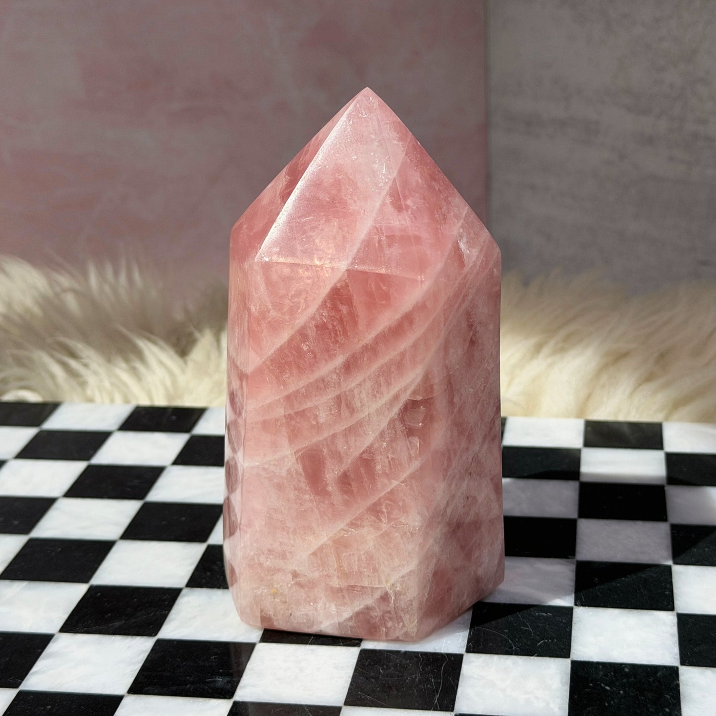 Dark Rose Quartz Tower 2lb | Natural Madagascar Crystal Point