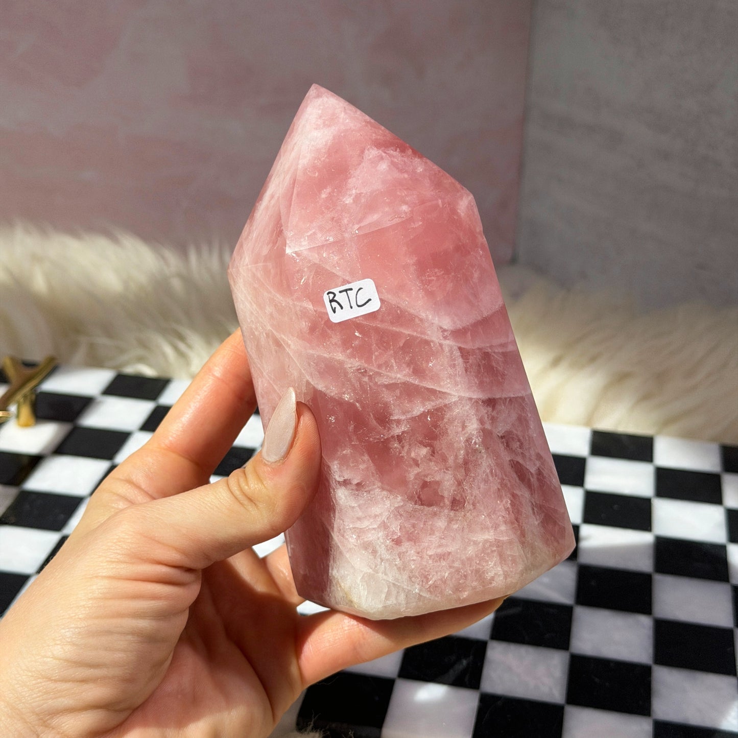 Dark Rose Quartz Tower 2lb | Natural Madagascar Crystal Point