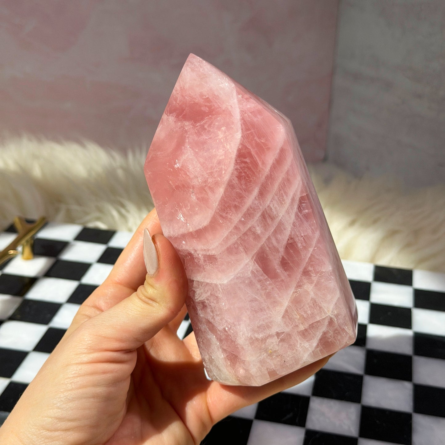 Dark Rose Quartz Tower 2lb | Natural Madagascar Crystal Point