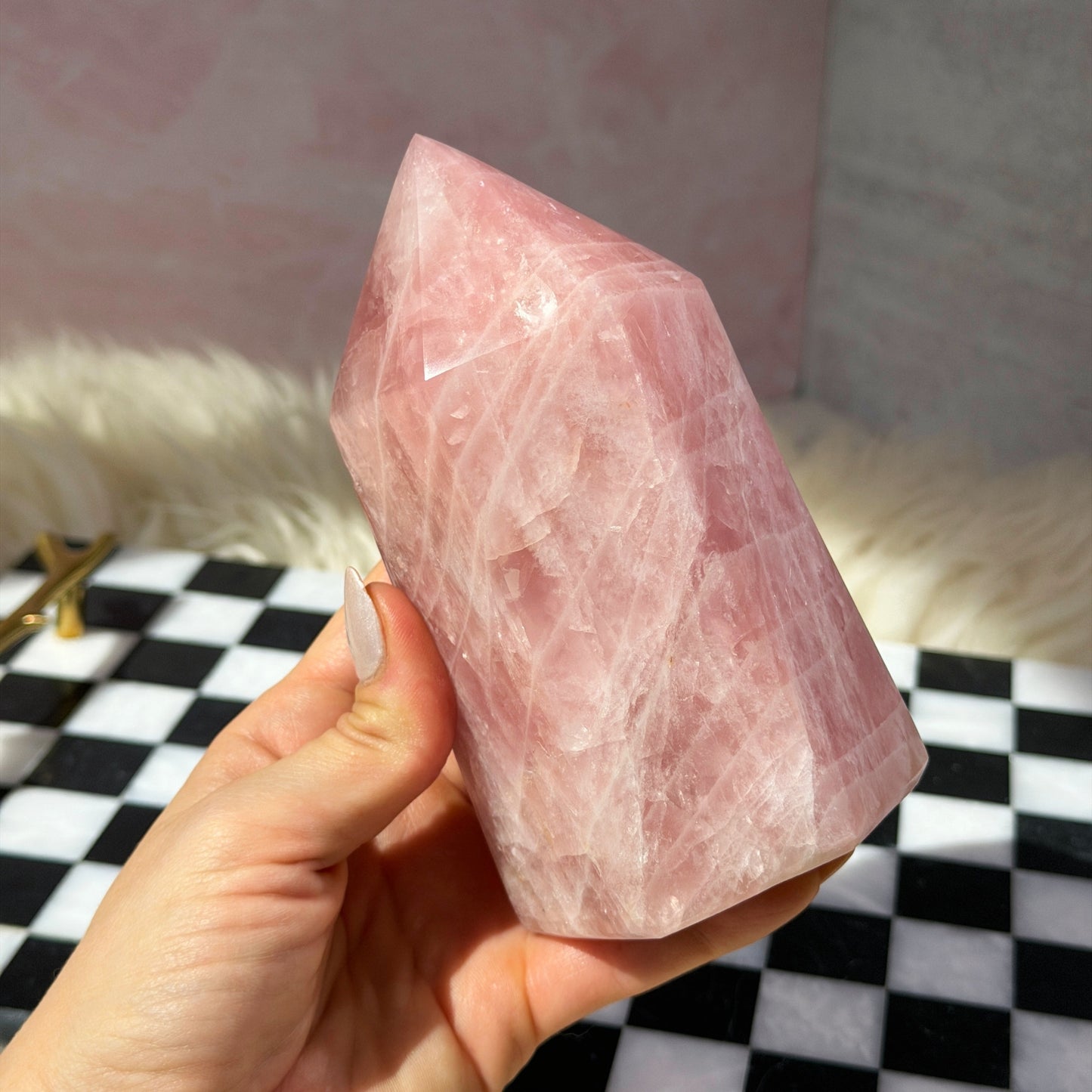 Dark Rose Quartz Tower 2lb | Natural Madagascar Crystal Point
