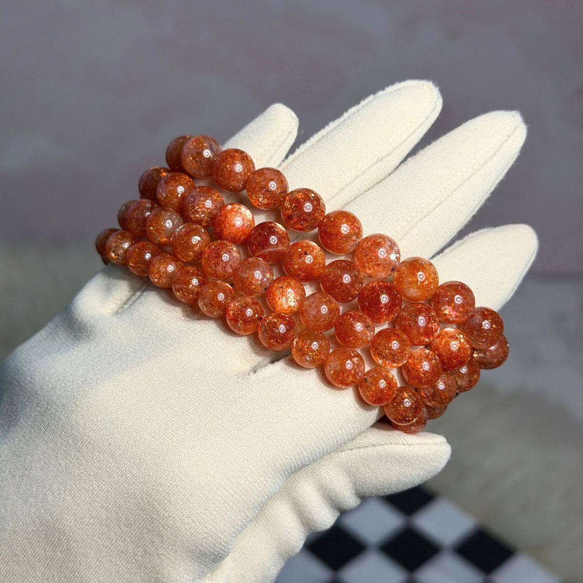 AAA Super Sparkly Arusha Sunstone Beaded Bracelet (Bead size: 7-9mm)