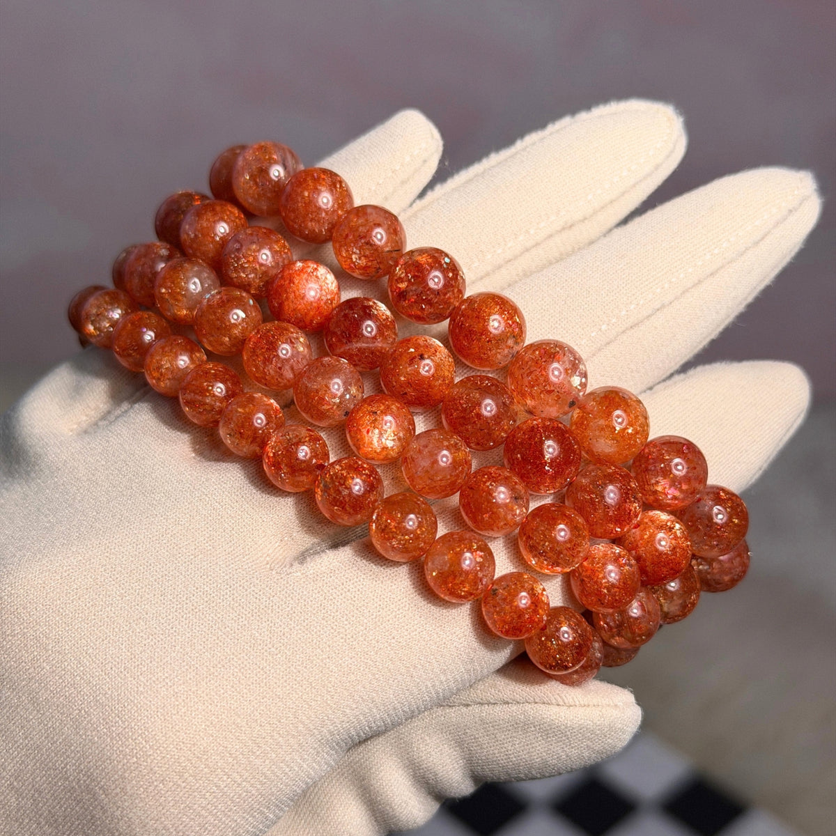 AAA Super Sparkly Arusha Sunstone Beaded Bracelet (Bead size: 7-9mm)