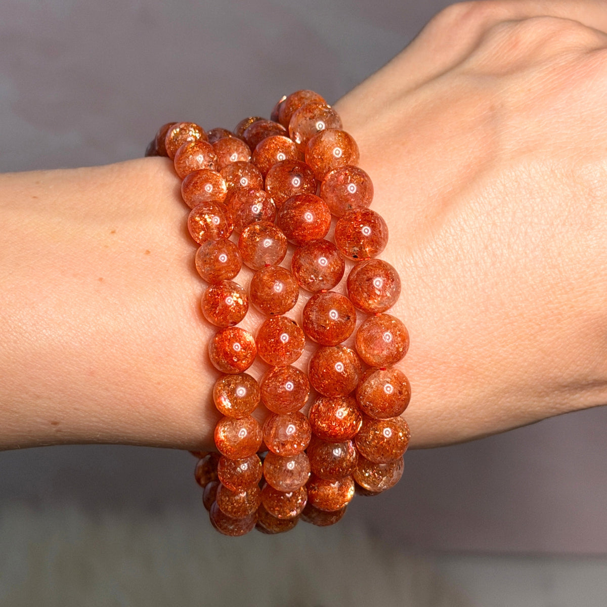 AAA Super Sparkly Arusha Sunstone Beaded Bracelet (Bead size: 7-9mm)