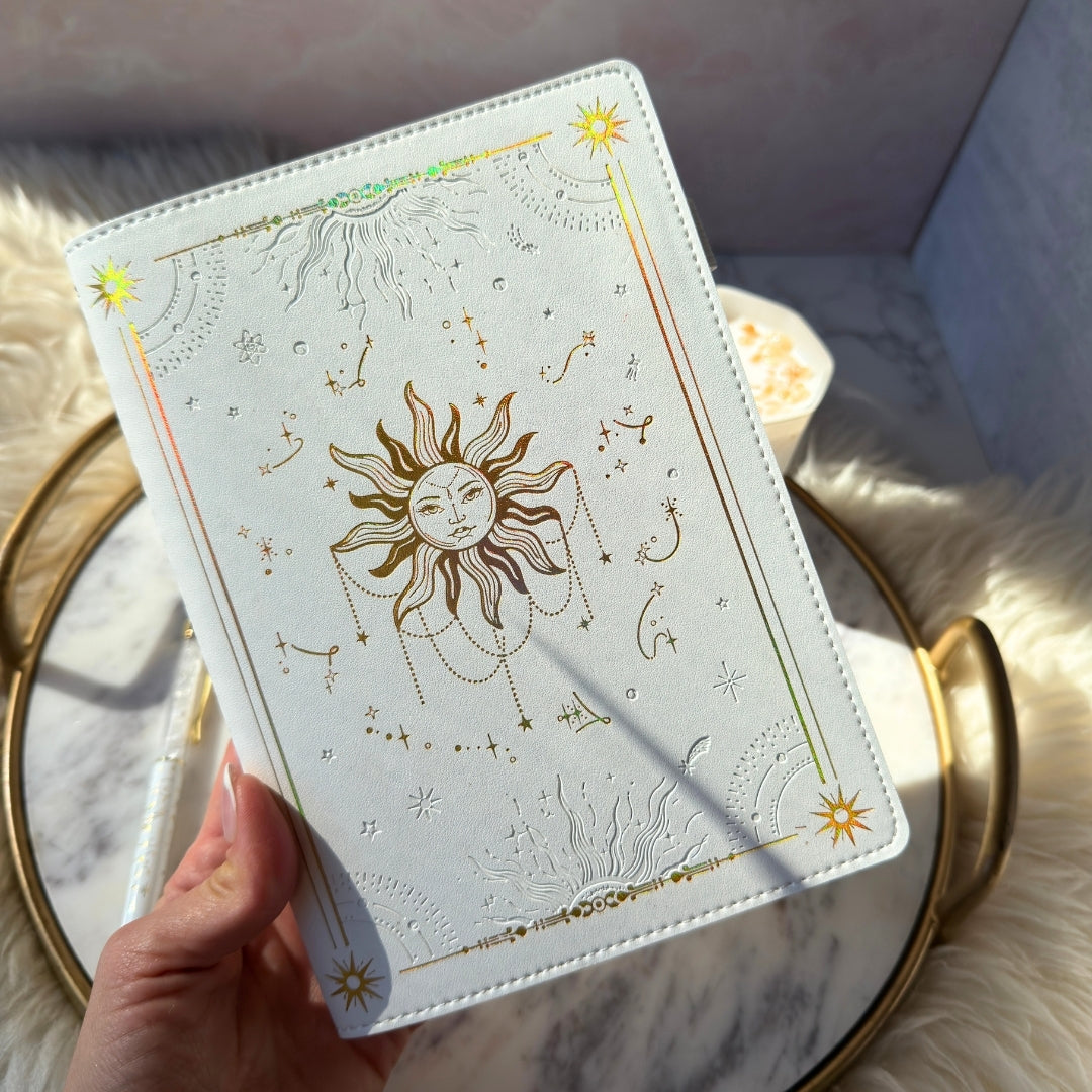 Sunlight Journal Set with Citrine Candle and Clear Quartz Pen