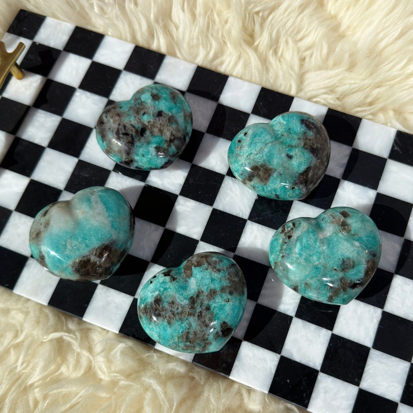 Teal Amazonite & Smoky Quartz Heart | Natural Madagascar Crystal