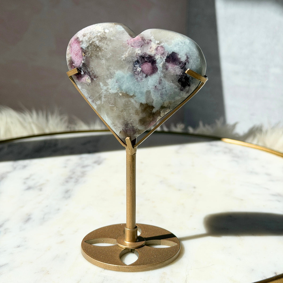 Unicorn Stone Heart on Stand 0.58 lb | Natural Crystal