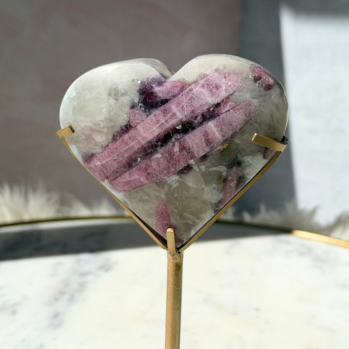 Unicorn Stone Heart on Stand 0.58 lb | Natural Crystal