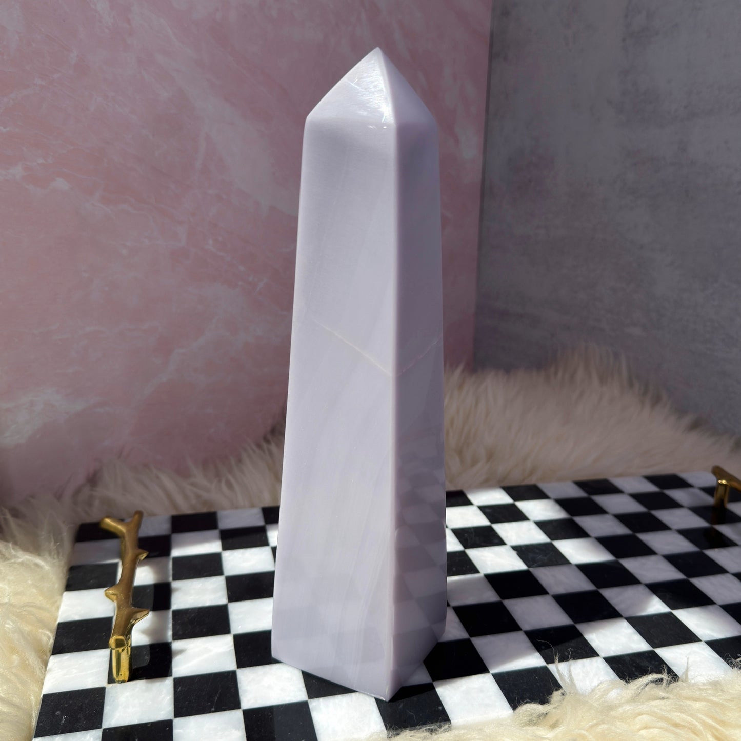 Lavender Yttrium Fluorite Tower 3.69lb | Natural Mexico Crystal