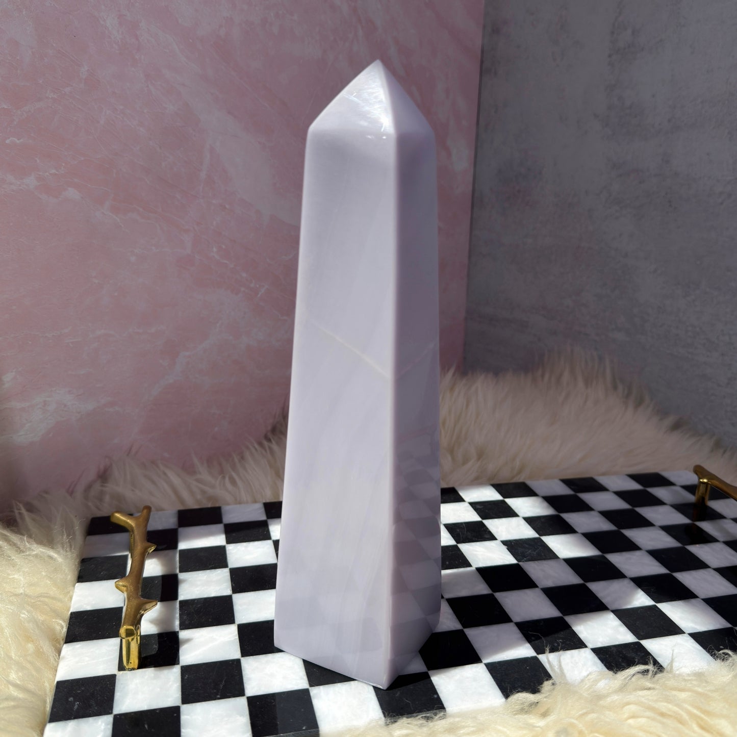 Lavender Yttrium Fluorite Tower 3.69lb | Natural Mexico Crystal