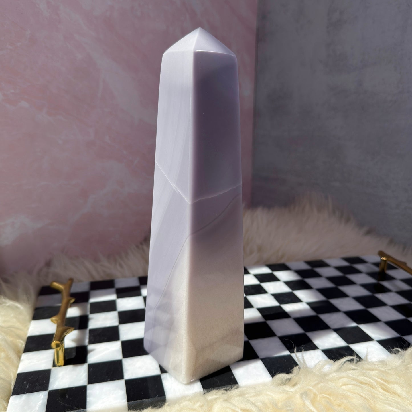Lavender Yttrium Fluorite Tower 3.6lb | Natural Mexico Crystal