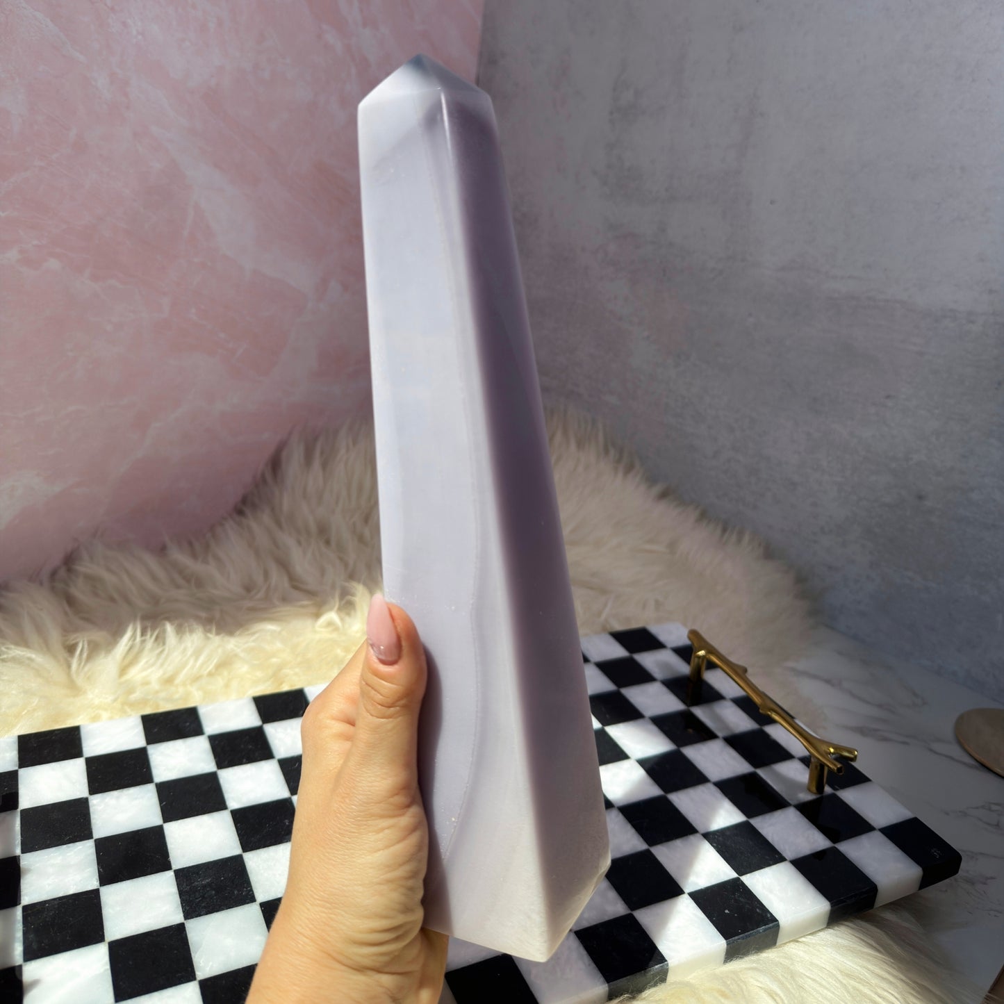 Lavender Yttrium Fluorite Tower 3.14lb | Natural Mexico Crystal