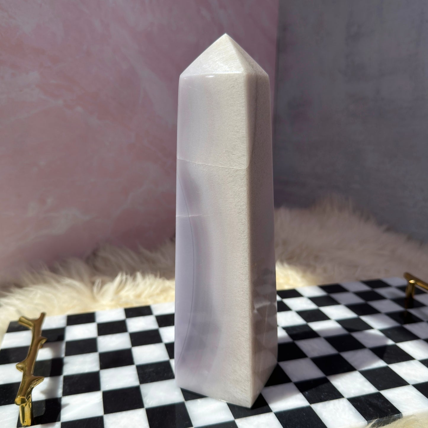 Lavender Yttrium Fluorite Tower 3.75lb | Natural Mexico Crystal