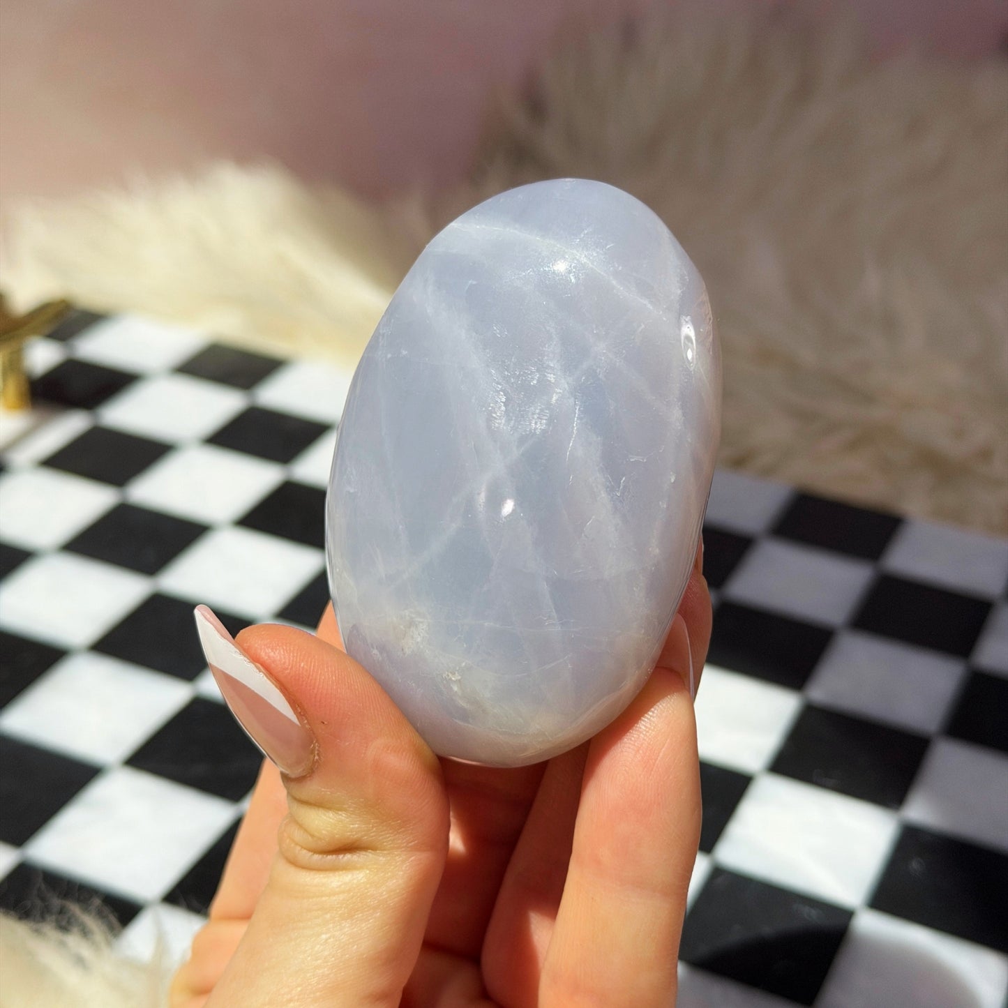 Blue Rose Quartz Palm Stone