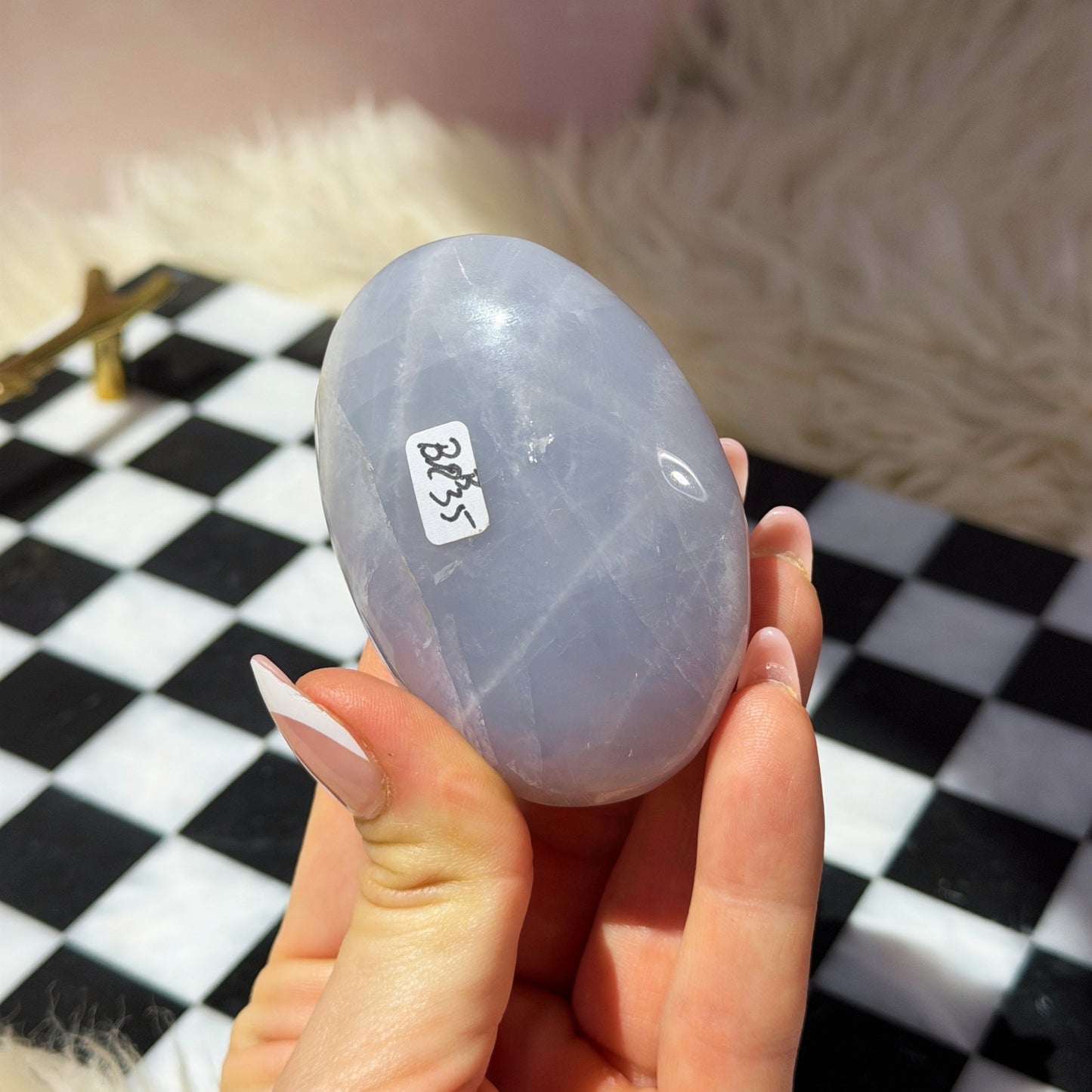 Blue Rose Quartz Palm Stone