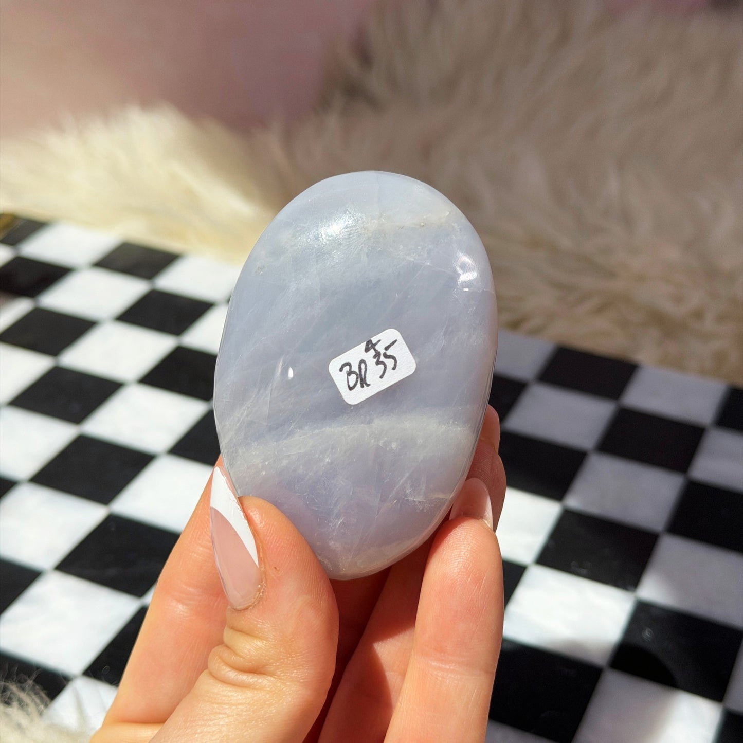 Blue Rose Quartz Palm Stone