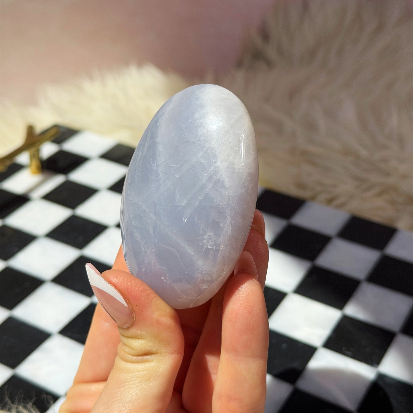 Blue Rose Quartz Palm Stone